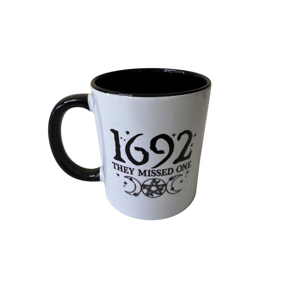1692 They Missed One Witchy Moon Phase Pentagram Ceramic Coffee Mug Black White